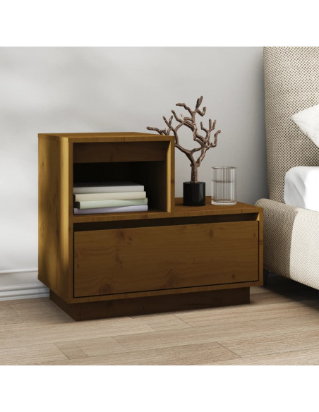 Comodini 2 pz Miele 60x34x51 cm in Legno Massello di Pino