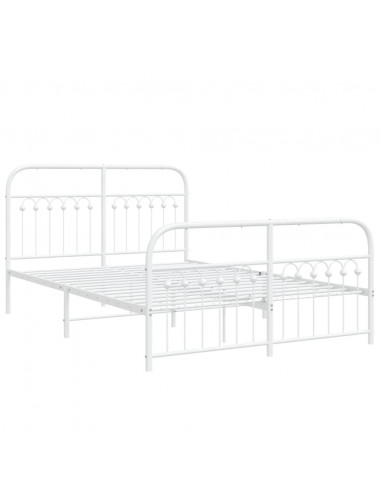 Giroletto con Testiera e Pediera Metallo Bianco 137x190 cm