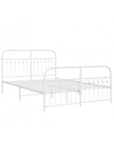 Giroletto con Testiera e Pediera Metallo Bianco 137x190 cm