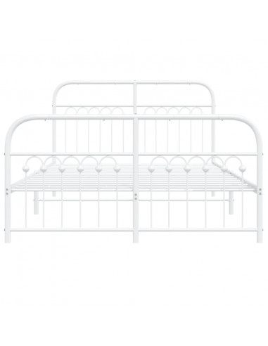 Giroletto con Testiera e Pediera Metallo Bianco 137x190 cm
