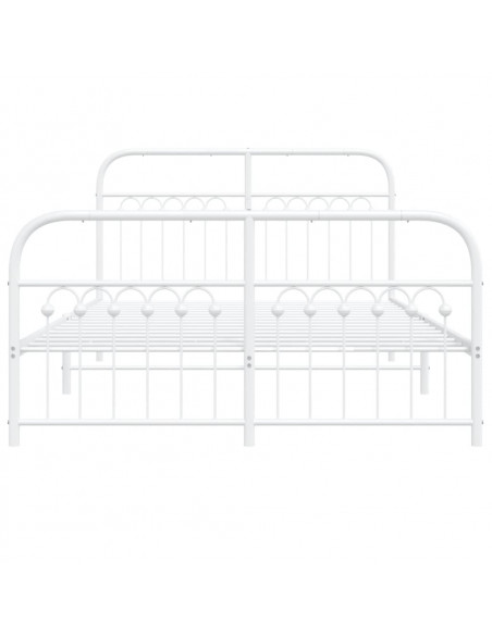 Giroletto con Testiera e Pediera Metallo Bianco 137x190 cm