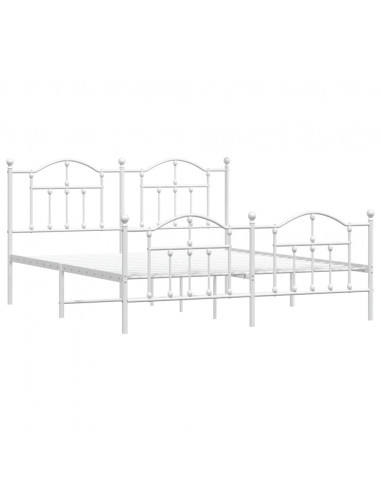 Giroletto con Testiera e Pediera Metallo Bianco 160x200 cm