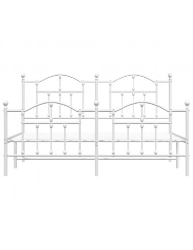 Giroletto con Testiera e Pediera Metallo Bianco 160x200 cm