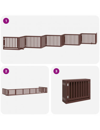 Cancello Cani Porta Pieghevole Marrone 10 Pannelli 800cm Pioppo