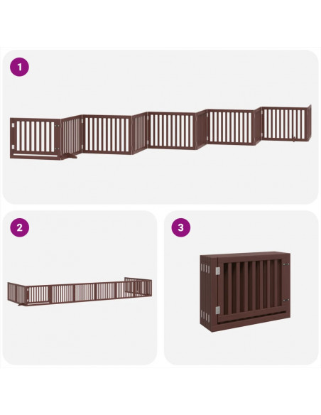 Cancello Cani Porta Pieghevole Marrone 10 Pannelli 800cm Pioppo