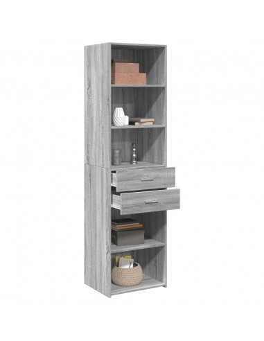 Credenza Grigio Sonoma 50x42,5x185 cm in Legno Multistrato