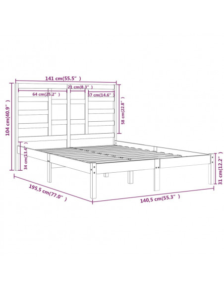 Giroletto Grigio in Legno Massello 135x190 cm Double