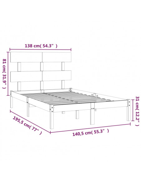 Giroletto Grigio in Legno Massello 135x190 cm Double