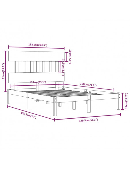 Giroletto Grigio in Legno Massello 135x190 cm Double