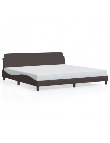 Giroletto con Testiera Marrone Scuro 200x200 cm in Tessuto