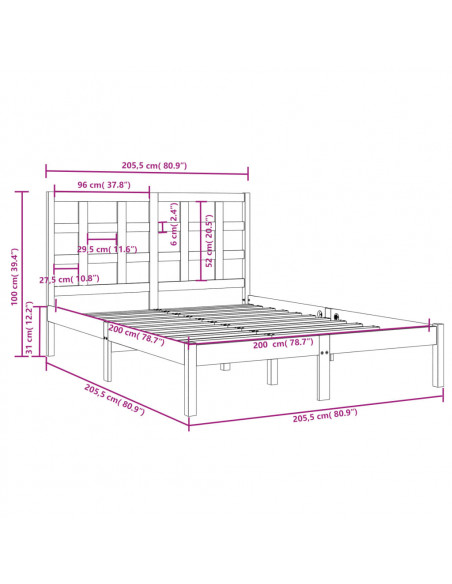 Giroletto Grigio in Legno Massello 200x200 cm