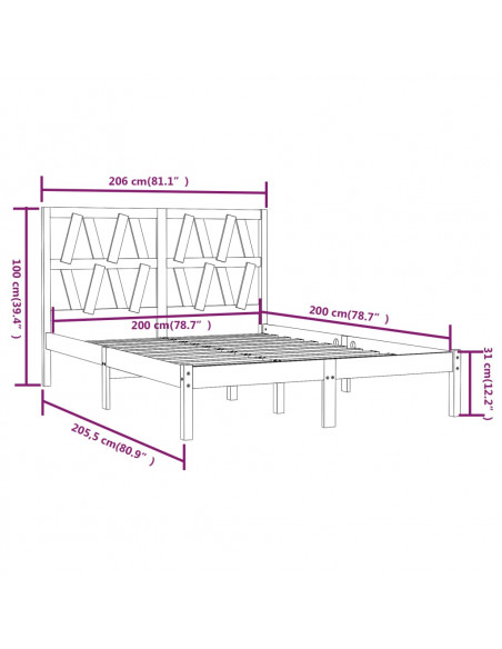Giroletto Grigio in Legno Massello di Pino 200x200 cm