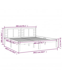 Giroletto Grigio in Legno Massello di Pino 200x200 cm