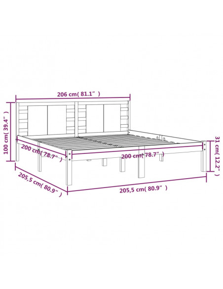 Giroletto Grigio in Legno Massello di Pino 200x200 cm