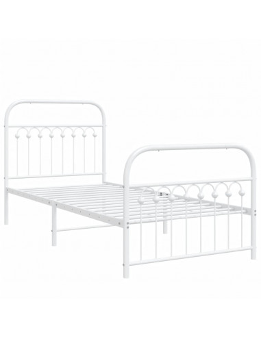 Giroletto con Testiera e Pediera Metallo Bianco 90x190 cm