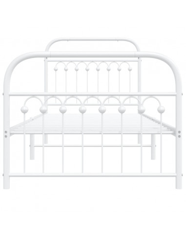 Giroletto con Testiera e Pediera Metallo Bianco 90x190 cm