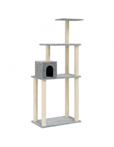 Albero per Gatti con Tiragraffi in Sisal Grigio Chiaro 147 cm