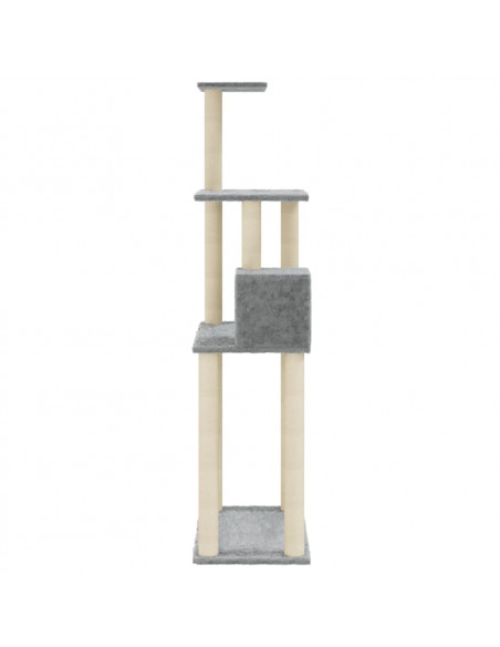 Albero per Gatti con Tiragraffi in Sisal Grigio Chiaro 147 cm