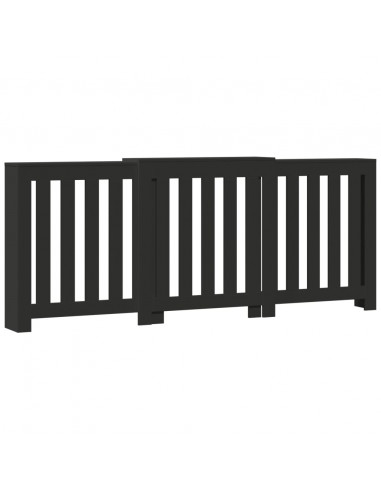 Copertura Termosifone Nera 205x21,5x83,5 cm Legno Multistrato