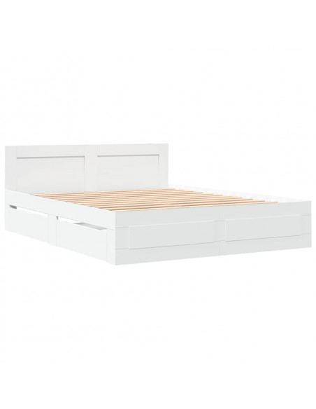 Giroletto con Testiera Bianco 150x200 cm in Legno Multistrato