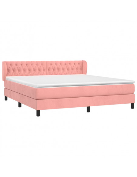 Giroletto a Molle con Materasso Rosa 180x200 cm in Velluto