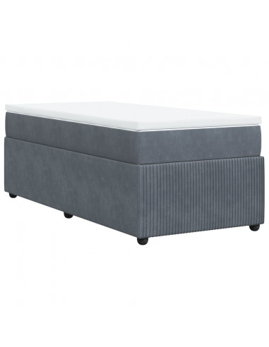 Giroletto a Molle con Materasso Grigio Scuro 80x200 cm Velluto
