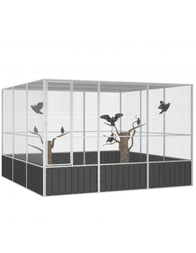 Gabbia Uccelli Antracite 302,5x324,5x211,5 cm Acciaio Zincato