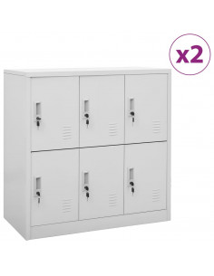 Armadietti con Chiave 2 pz Grigio Chiaro 90x45x92,5 cm Acciaio 2