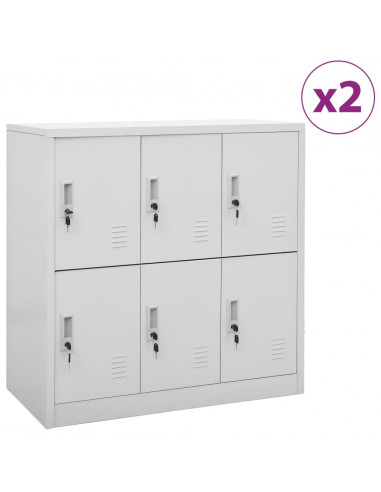 Armadietti con Chiave 2 pz Grigio Chiaro 90x45x92,5 cm Acciaio