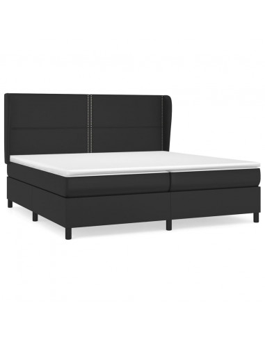 Giroletto a Molle con Materasso Nero 200x200 cm in Similpelle