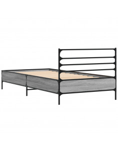 Giroletto Grigio Sonoma 90x190cm in Legno Multistrato e Metallo