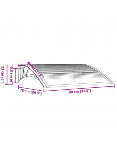Tettoia per Porta Grigio e Trasparente 80x75 cm Policarbonato
