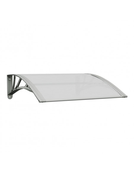 Tettoia per Porta Grigio e Trasparente 80x75 cm Policarbonato