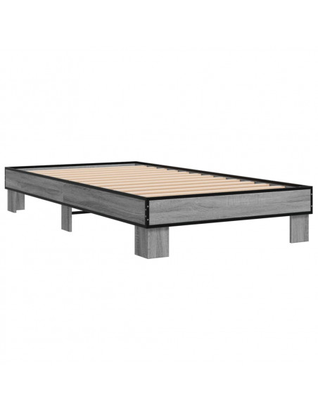 Giroletto Grigio Sonoma 90x200 cm Legno Multistrato e Metallo