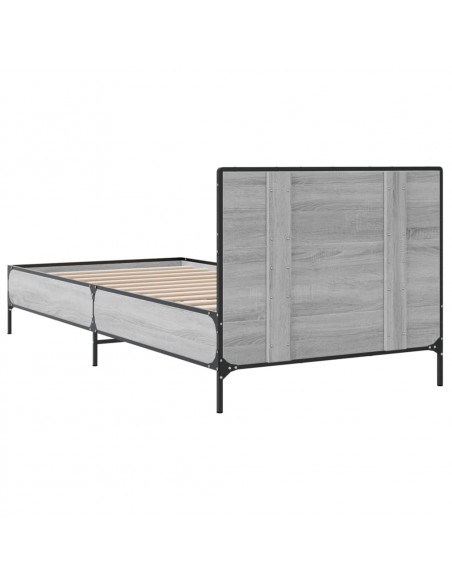 Giroletto Grigio Sonoma 90x200 cm Legno Multistrato e Metallo