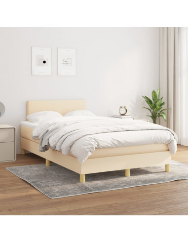 Giroletto a Molle con Materasso Crema 120x190 cm in Tessuto