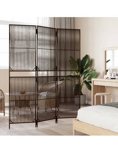 Divisorio per Ambienti a 3 Pannelli Marrone in Polyrattan