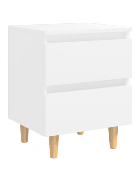 Comodini con Gambe in Pino Massello 2pz Bianchi 40x35x50 cm