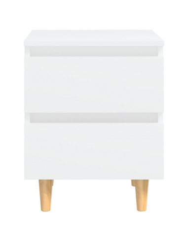 Comodini con Gambe in Pino Massello 2pz Bianchi 40x35x50 cm