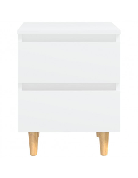Comodini con Gambe in Pino Massello 2pz Bianchi 40x35x50 cm