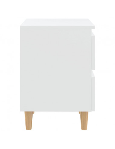 Comodini con Gambe in Pino Massello 2pz Bianchi 40x35x50 cm