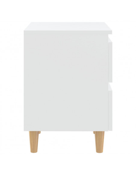 Comodini con Gambe in Pino Massello 2pz Bianchi 40x35x50 cm