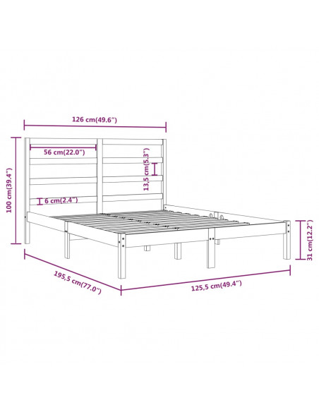 Giroletto in Legno Massello 120x190 cm Small Double