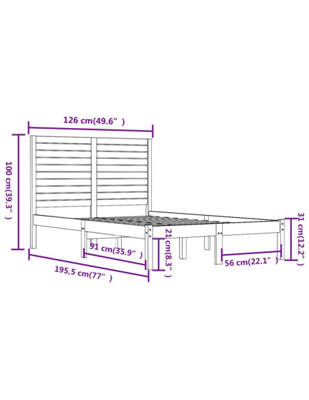 Giroletto in Legno Massello 120x190 cm Small Double