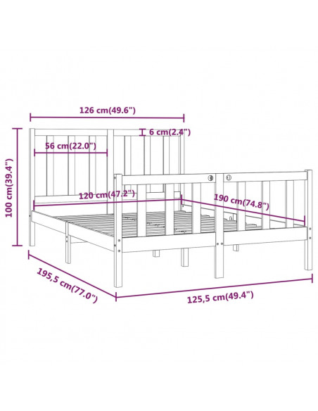 Giroletto in Legno Massello 120x190 cm Small Double