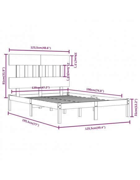 Giroletto in Legno Massello 120x190 cm Small Double