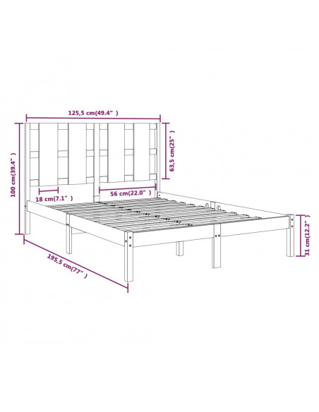 Giroletto in Legno Massello 120x190 cm Small Double