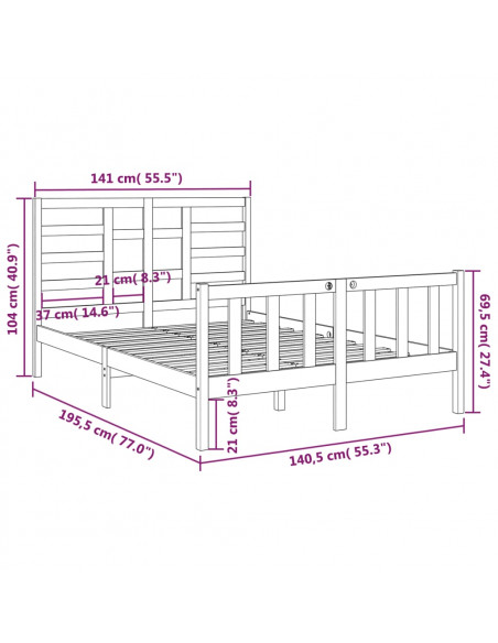 Giroletto in Legno Massello 135x190 cm Double