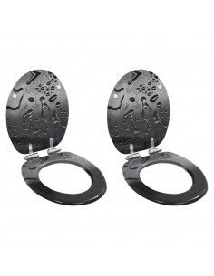 Copriwater 2 pz con Chiusura Ammortizzata in MDF Design Gocce 2