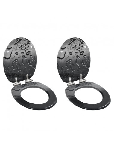 Copriwater 2 pz con Chiusura Ammortizzata in MDF Design Gocce